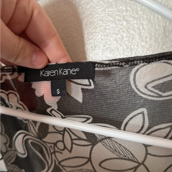 Karen Kane Vintage Y2K Sheer Floral Wrap Blouse Black White S Fairy Grunge - Picture 4 of 6